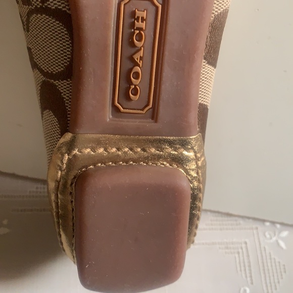 Y2K COACH SIGNATURE SUMMER FLATS DRIVING LOAFERS 6M MONOGRAM JACQUARD GOLD KHAKI - Picture 10 of 14